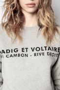 Sudadera Upper ZV Address - Sudadera gris de algodón para orgánico para mujer.