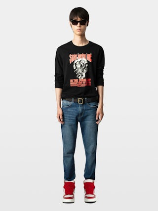 Men's High Wings Trainers - High-top trainers in smooth white leather, with red vintage leather inserts and wing signatures. These trainers are made with materials that have a reduced environmental impact.