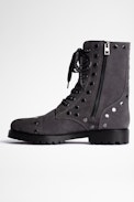 Botines Joe Studs Cuero - Botines de mujer de ante gris con tachuelas