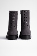 Botines Joe Studs Cuero - Botines de mujer de ante gris con tachuelas