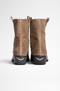 Pilar High Suede Ankle Boots Leather - Women's beige suede boots with silver studs