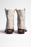 Stiefeletten Pilar High aus Veloursleder Leder - Stiefel aus Veloursleder in Weiß mit versilberten Nieten für Damen