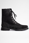 Joe Leo Ankle Boots - Women's black suede studded ankle boots with leopard print