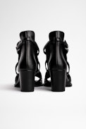 Sandalen May Leder - Absatzsandalen aus schwarzem Leder mit Nieten