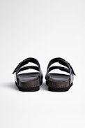 Alpha Sandals Leather - Women's flat sandals in silver leather