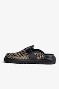 Mules Alpha - Mules en cuir taupe à motif zèbre munies d'une bride ajustable ZV signature femme