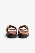 Cecilia Alpha Suede Sandals - Women's suede sandals with strap and gold C-shaped buckle.