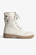 Joe Canvas Ankle Boots - Women's high-top ranger boots in canvas