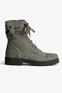 Joe Canvas Ankle Boots - Women's high-top ranger boots in canvas