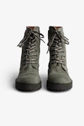 Joe Canvas Ankle Boots - Women's high-top ranger boots in canvas