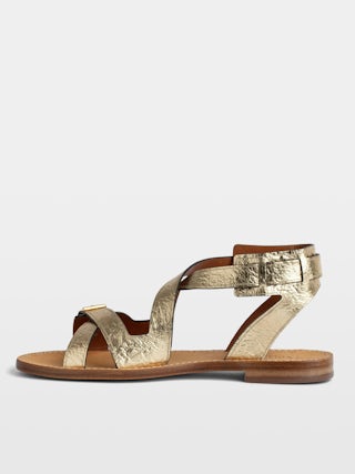 Sandals Cecilia Caprese - Sandals in crinkled metallic leather with straps and C buckles.
