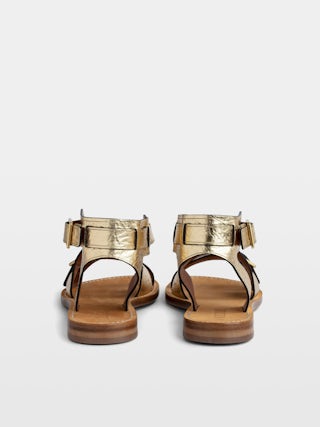 Sandals Cecilia Caprese - Sandals in crinkled metallic leather with straps and C buckles.