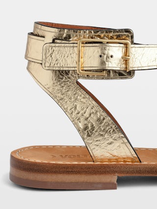 Sandals Cecilia Caprese - Sandals in crinkled metallic leather with straps and C buckles.