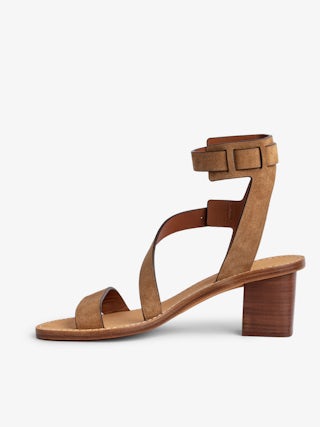 Cecilia Caprese Sandals - High sandals in suede leather with straps and C buckles.