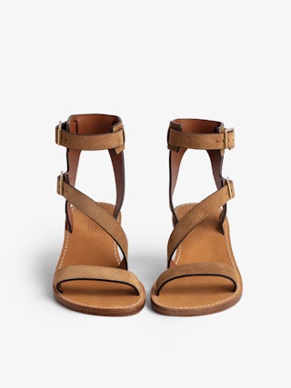 Cecilia Caprese Sandals - High sandals in suede leather with straps and C buckles.