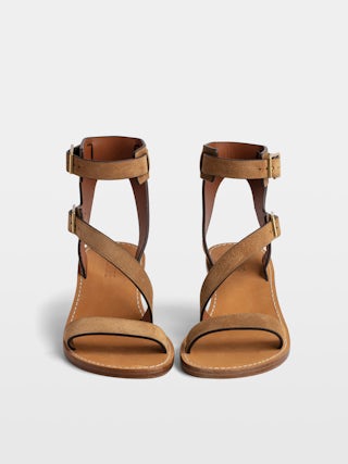Cecilia Caprese Sandals - High sandals in suede leather with straps and C buckles.