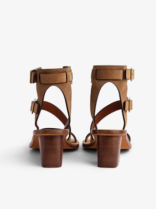 Cecilia Caprese Sandals - High sandals in suede leather with straps and C buckles.