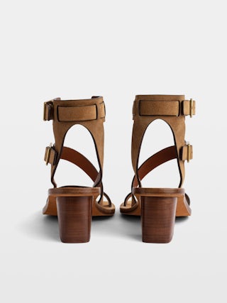 Cecilia Caprese Sandals - High sandals in suede leather with straps and C buckles.
