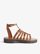 Sandales Joe - Sandales en cuir tannage végétal marron à brides, boucle ajustable et charm ailes.
