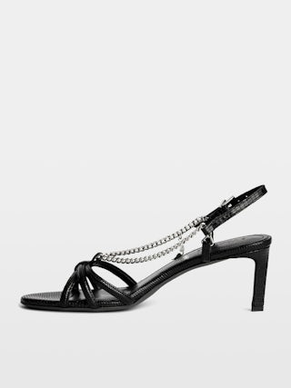Sandals Sleepless - Embossed leather sandals with straps and chains.