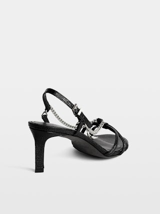 Sandals Sleepless - Embossed leather sandals with straps and chains.