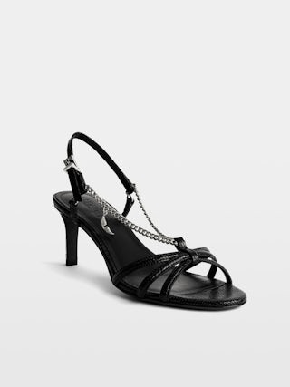Sandals Sleepless - Embossed leather sandals with straps and chains.
