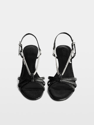 Sandals Sleepless - Embossed leather sandals with straps and chains.