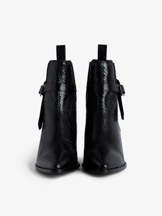 Botines Tyler - Botines de piel con efecto pitón y hebilla en forma de C.