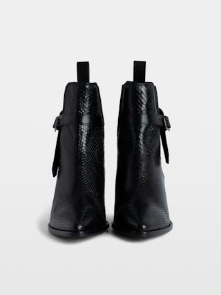 Botines Tyler - Botines de piel con efecto pitón y hebilla en forma de C.