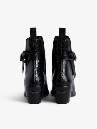 Botines Tyler - Botines de piel con efecto pitón y hebilla en forma de C.