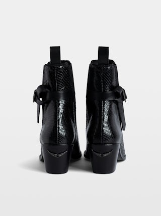 Botines Tyler - Botines de piel con efecto pitón y hebilla en forma de C.