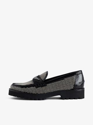Joecassin Loafers - Vintage effect leather moccasins in black adorned with studs and wings signature.