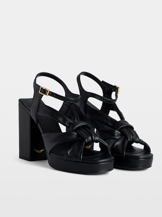 Sandalen Forget Me Knot - Ledersandalen mit hohen Absätzen, Riemen und Knoten.