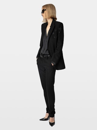 Perfect Court Shoes - Black vintage-effect leather pumps adorned with a wings charm.