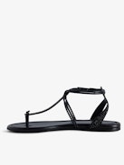 Sandalen Moonstar Veloursleder - Sandalen aus schwarzem Veloursleder mit verstellbarer Schnalle und strassverzierten Riemen.