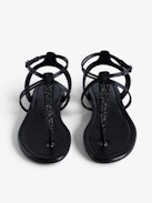 Sandalen Moonstar Veloursleder - Sandalen aus schwarzem Veloursleder mit verstellbarer Schnalle und strassverzierten Riemen.