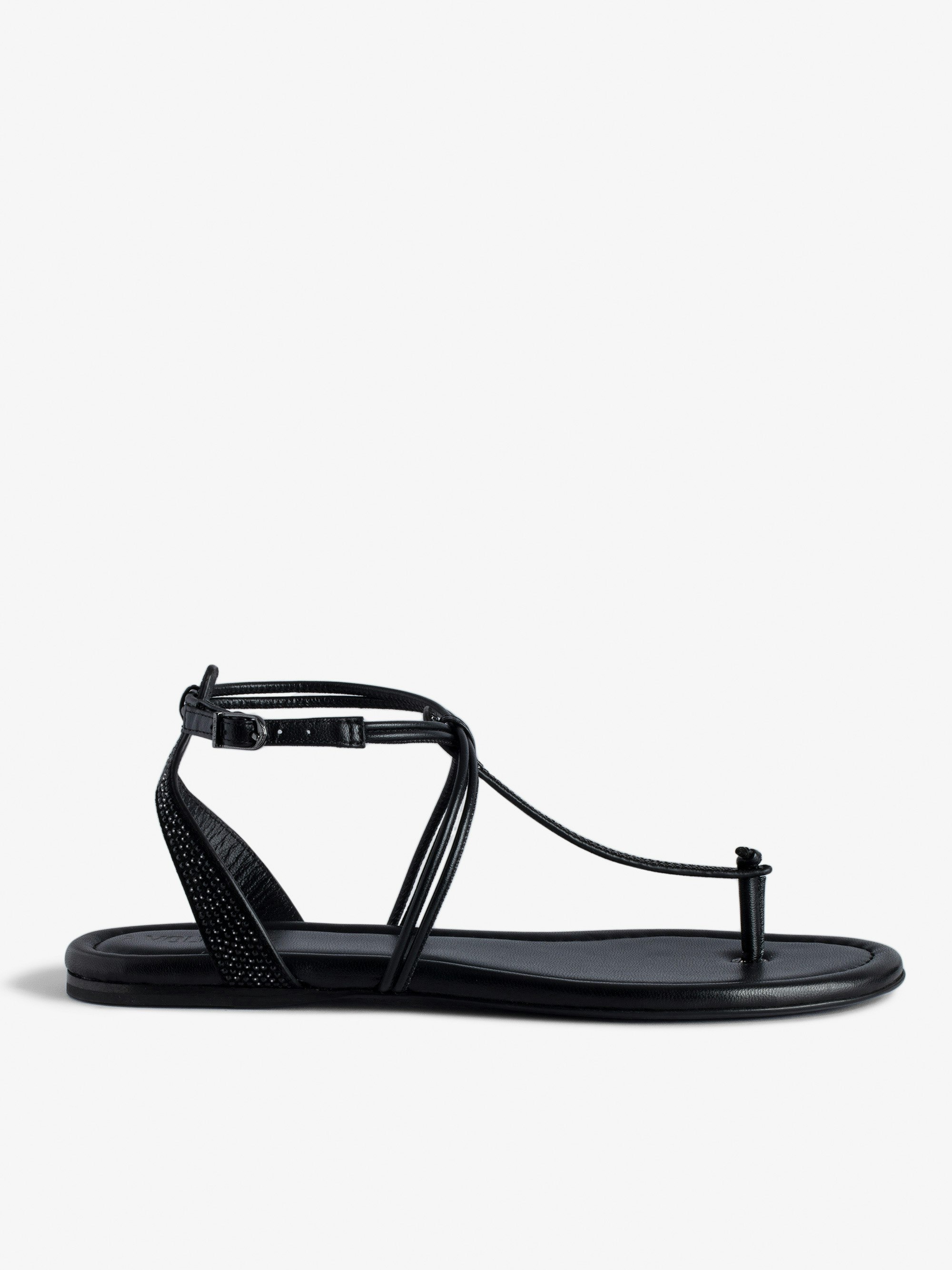 Moonstar Suede Sandals - Black suede sandals with adjustable buckle and straps with Swarovski® rhinestone.