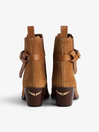 Tyler Suede Ankle Boots - Suede leather ankle boots with C buckle.