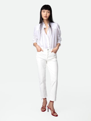 Sandales Alana - Sandales à talons en cuir lisse rouge à brides nouées et charms.