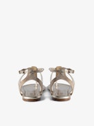 Sandalen Moonstar - Goldene Sandalen aus Metallic-Leder in Vintage-Optik mit verstellbarer Schnalle und strassverzierten Riemen.
