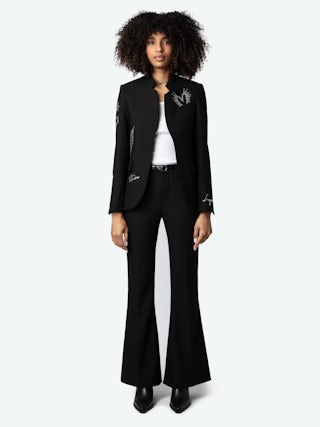 Cara Ankle Boots - Smooth, semi-patent black leather ankle boots with signature wings.