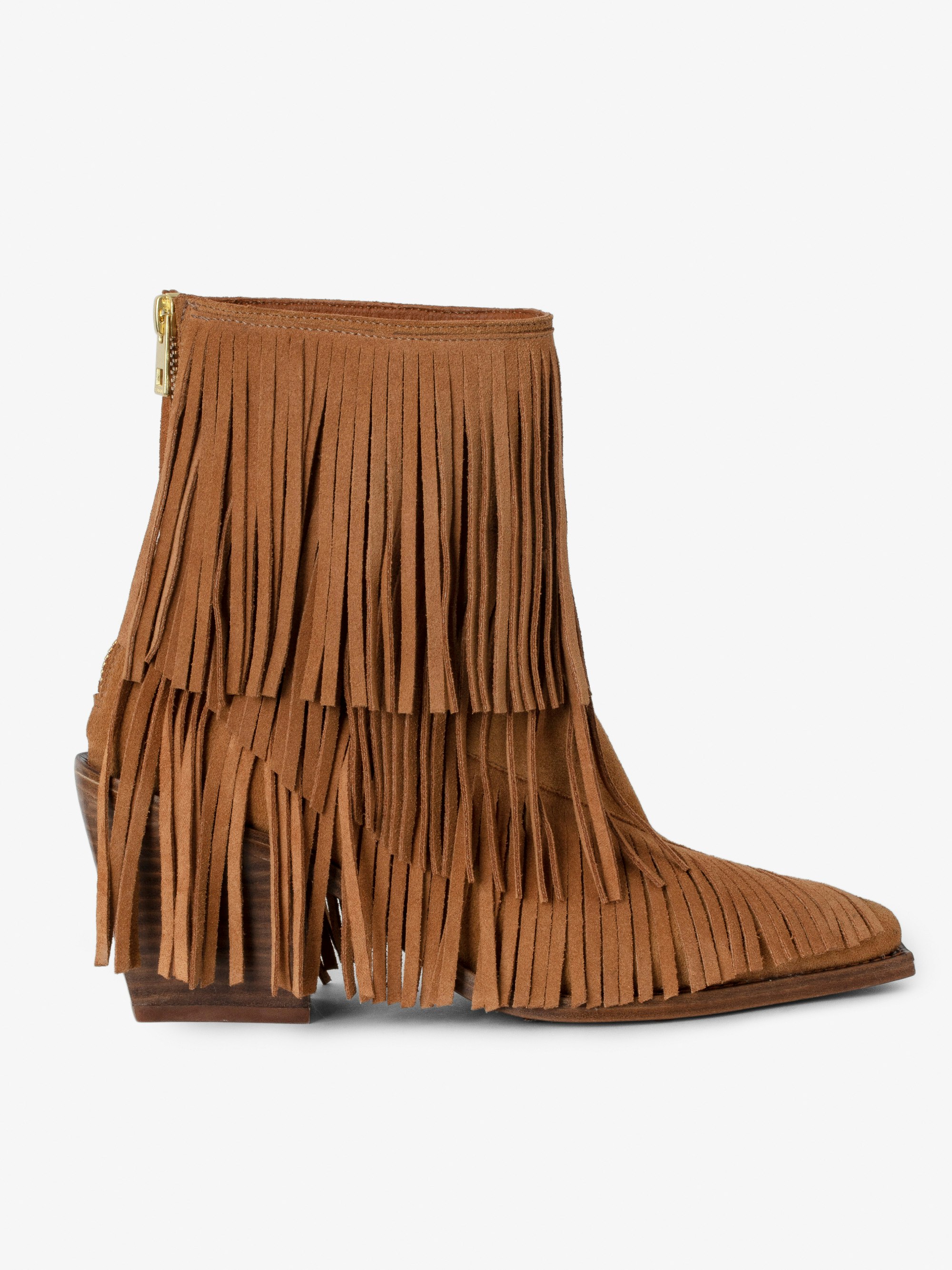Cara Suede Ankle Boots - Fringed suede ankle boots.