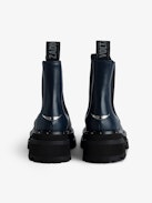 Bottines Chelsea Ride - Bottines chelsea en cuir lisse semi-brillant bleu marine signature ailes.