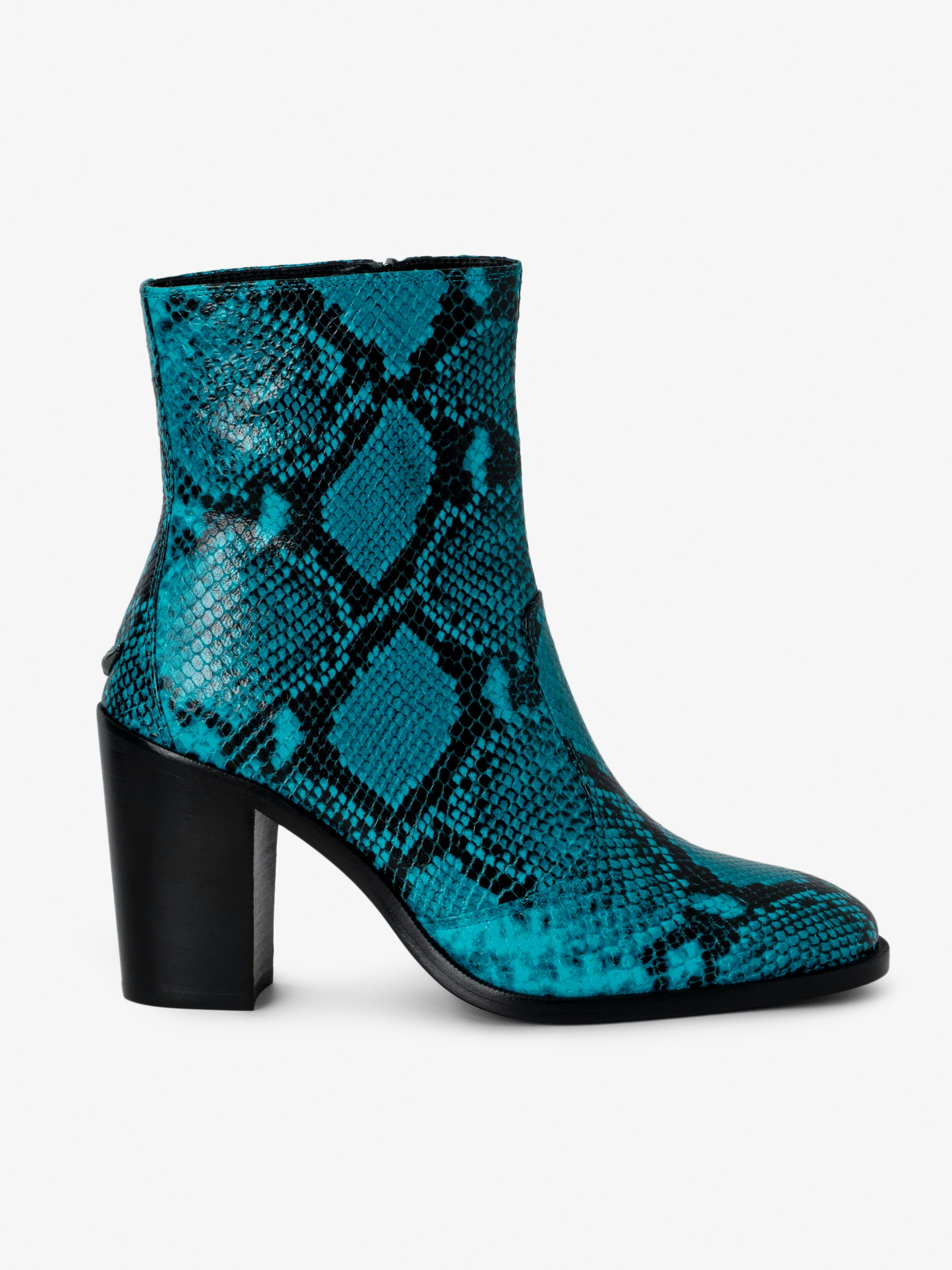 Preiser Ankle Boots - Blue snakeskin-effect leather ankle boots.