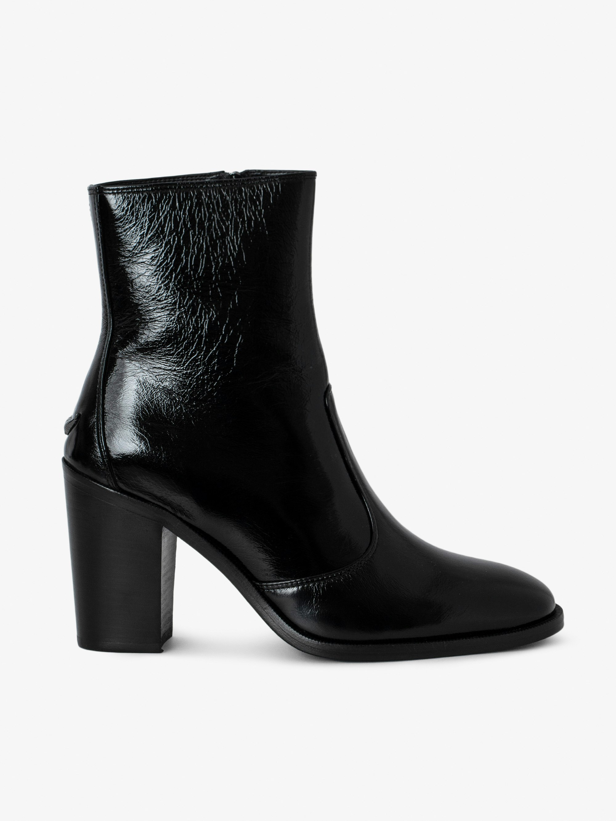 Preiser Ankle Boots - Patent- and crinkle-effect leather ankle boots.