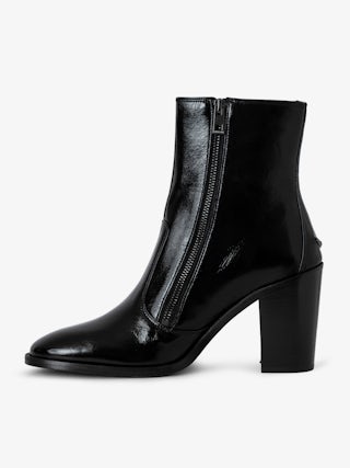 Preiser Ankle Boots - Patent- and crinkle-effect leather ankle boots.