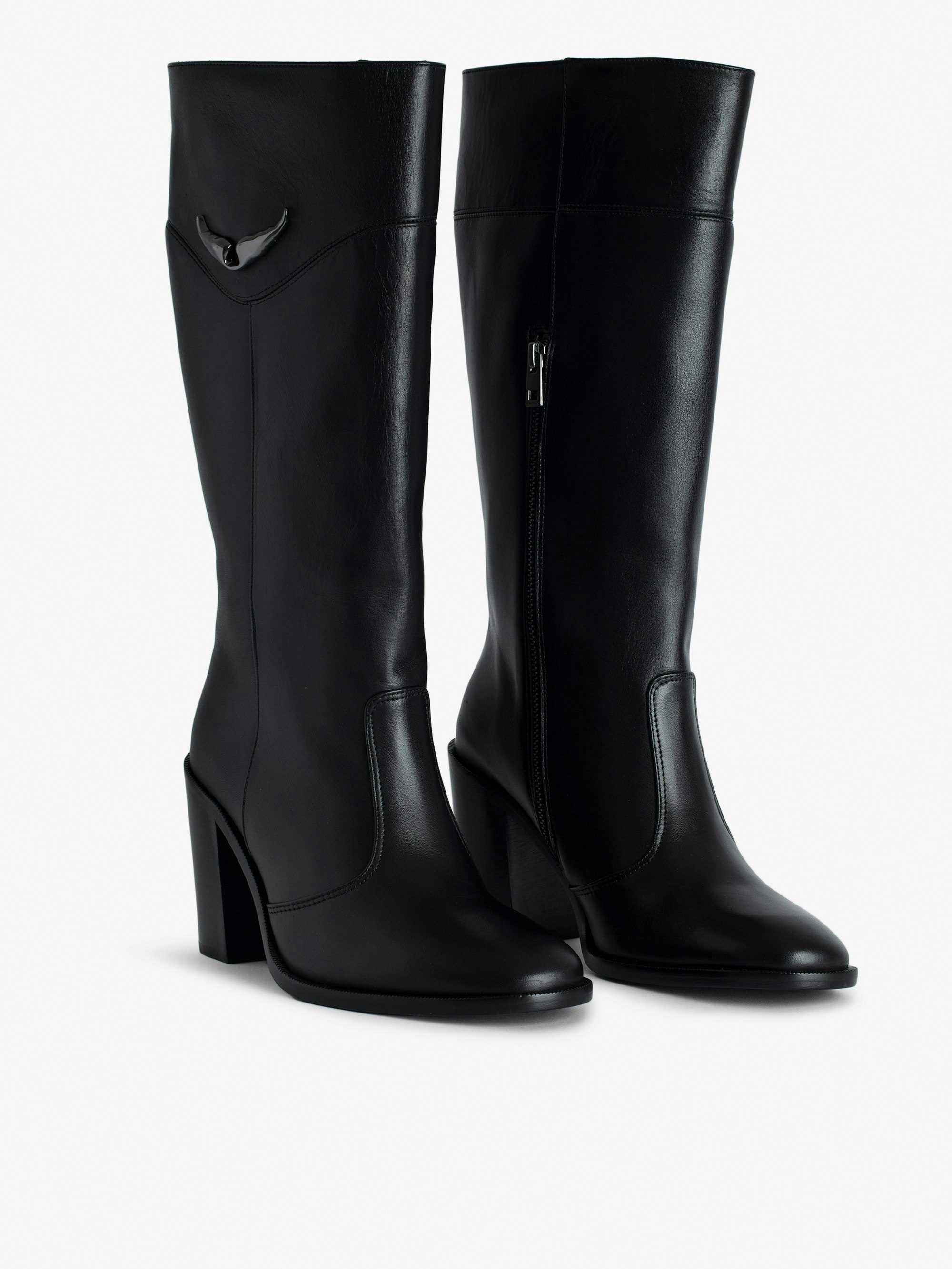 ミドルブーツ ZADIG  VOLTAIRE Women Boots SWCT00047 black Zadig & Voltaire Women's Ride Block Heel High Ankle Boots