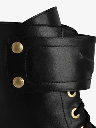 Joe Boots - Ranger boots with a strap adorned with embossed leather wings.