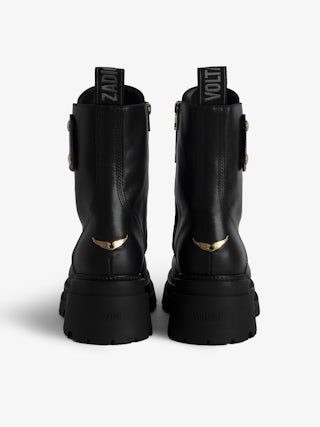 Joe Boots - Ranger boots with a strap adorned with embossed leather wings.