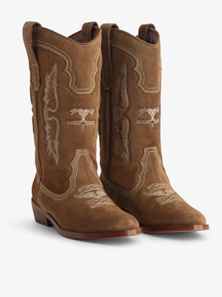 Suede Western Tex Boots - Camargaise boots in embroidered suede leather.